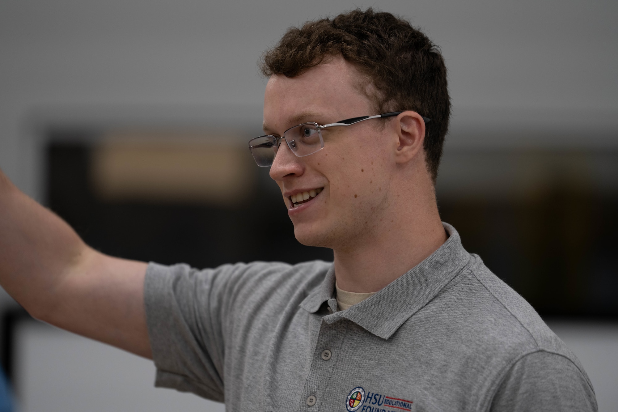 Joseph Masarro, HSU Education Foundation youth ambassador, speaks to Air Commandos during the Critical Analysis Training Accelerator: Learning to Yield Solutions through Technology course at a HSU campus near Hurlburt Field, Florida, July 8, 2025.