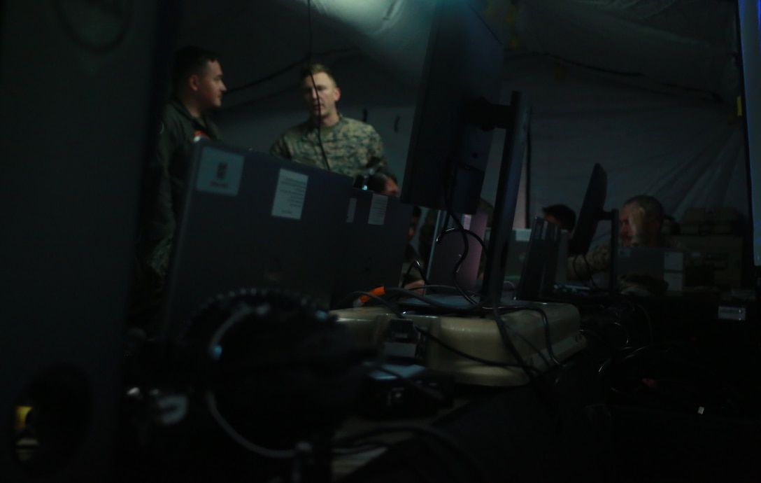 U.S. Marines conduct a mock Combat Operations Center (COC) at Atlantic Alliance '25 (AA25)