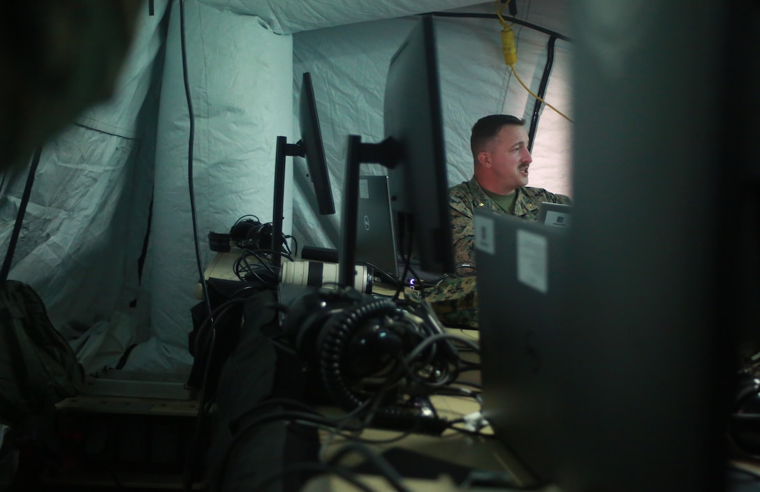 U.S. Marines conduct a mock Combat Operations Center (COC) at Atlantic Alliance '25 (AA25)