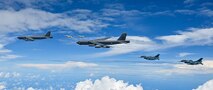 Fighter aircraft from Japan and the Republic of Korea conducted a trilateral escort flight of U.S. bombers operating in the Pacific, July 11, 2025.