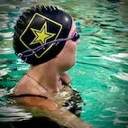 Ret. Spc. Avery practicing swimming for the Warrior Games.