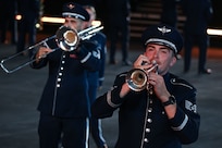 photo of a U.S. Air Force Band member playing the trumpet