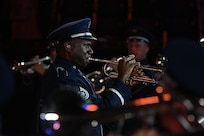 photo of a U.S. Air Force Band member playing the trumpet