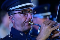 photo of a U.S. Air Force Band member playing the trumpet