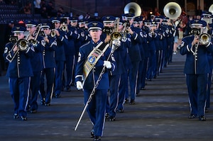 photo of U.S. Air Force Band members marching