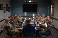 Secretary of the Air Force Troy Meink and Air Force Chief of Staff Gen. David Allvin meet with members of the 509th and 131st Bomb Wing leadership team at Whiteman Air Force Base, Missouri, July 10, 2025.