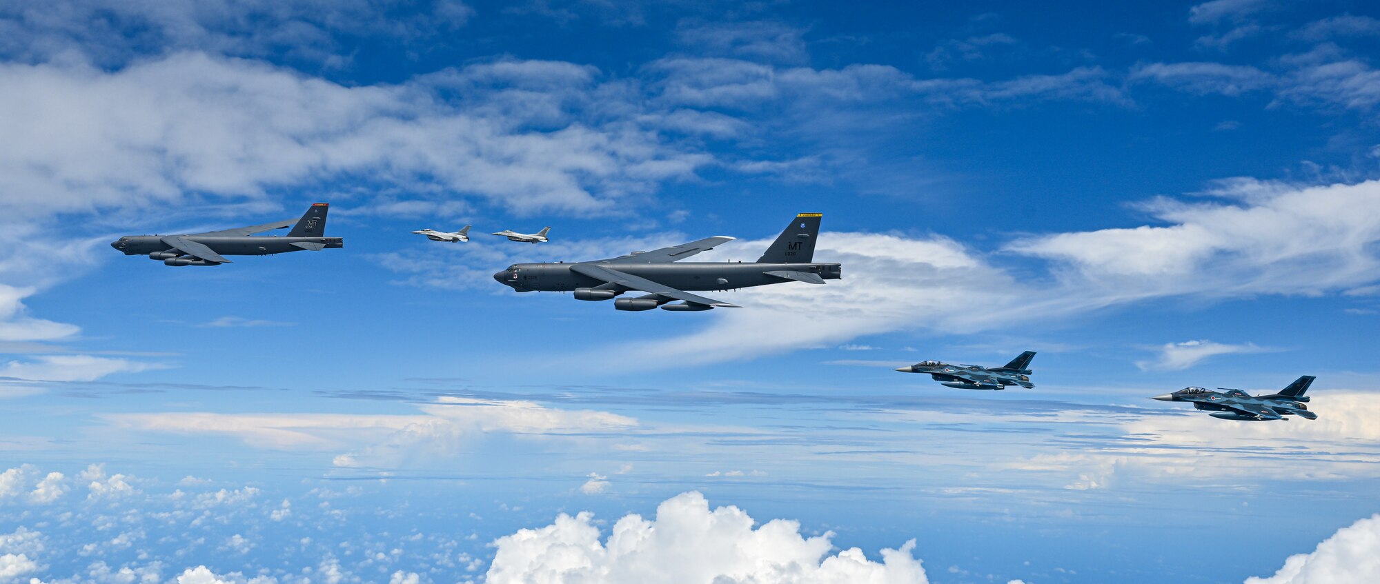 Fighter aircraft from Japan and the Republic of Korea conducted a trilateral escort flight of U.S. bombers operating in the Pacific, July 11, 2025.