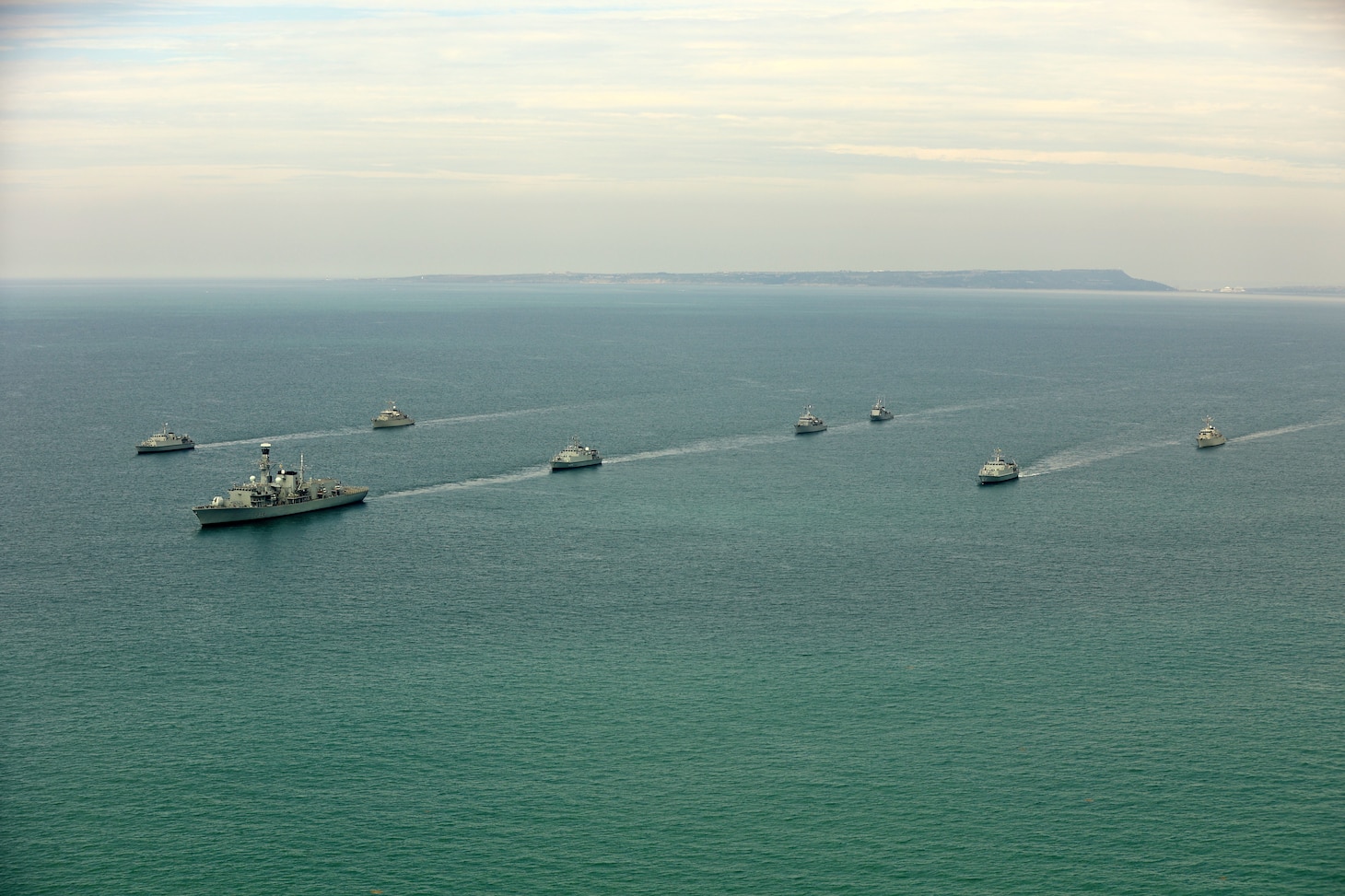 Ships assigned to the Sea Breeze 2025-2 Mine Countermeasures (MCM) Task Group sail in formation. Sea Breeze is an annual maritime exercise aimed at building collective capability and agility to restore security and stability in the dynamic Black Sea.