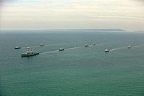 Ships assigned to the Sea Breeze 2025-2 Mine Countermeasures (MCM) Task Group sail in formation. Sea Breeze is an annual maritime exercise aimed at building collective capability and agility to restore security and stability in the dynamic Black Sea.
