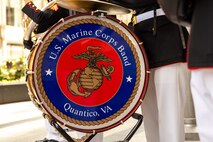 A drum with the Quantico Marine Band sits on a drum stand during Marine Week Chicago in Chicago, July 10, 2025. The Quantico Marine Band played a variety of patriotic music to display the Marine Corps’ values in support of the community and the bond with the Nation. Throughout 2025, Marines across the globe will celebrate the 250th birthday of the Corps, commemorating service, sacrifice, and priding themselves on living ‘Semper Fidelis’ or ‘Always Faithful’ to their nation and to each other. (U.S. Marine Corps photo by Lance Cpl. Elijua Guel)