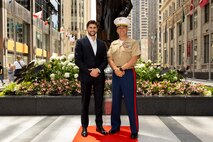 John Gagliardo, the founder of The One Companies, left, and U.S Marine Corps Col. J.J. Wilson, the commanding officer of Special Purpose Marine Air-Ground Task Force-250, pose for a photo during Marine Week Chicago, July 10, 2025. The opening ceremony signifies the start of Marine Week Chicago and represents the ethos of U.S. Marines to Chicago residents. Throughout 2025, Marines across the globe will celebrate the 250th birthday of the Corps, commemorating service, sacrifice, and priding themselves on living ‘Semper Fidelis’ or ‘Always Faithful’ to their nation and to each other. (U.S. Marine Corps photo by Lance Cpl. Elijua Guel)
