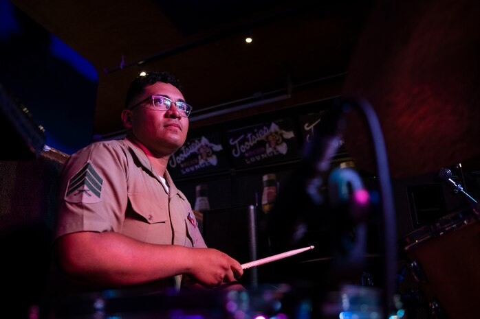 U.S. Marine Corps Sgt. Vicente Rodriguez, a Marine musician with 2nd Marine Aircraft Wing band, Special Purpose Marine Air Ground Task Force-250, performs at Tootsies Orchid Lounge during Marine Week Nashville, in Nashville, Tennessee, June 6, 2025. Tootsies hosted the 2nd MAW band as a way to show support for the Marine Corps. Throughout 2025, Marines across the globe will celebrate the 250th birthday of the Corps, commemorating, service, sacrifice, and priding themselves on living ‘Semper Fidelis’ or ‘Always Faithful’ to their nation and to each other. (U.S. Marine Corps photo by Cpl. Vincent Needham)
