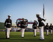 U.S. Marines with the United States Marine Corps Silent Drill Platoon, Marine Barracks Washington, perform during a celebrity softball game at First Horizon Park in Nashville, Tenn., June 2, 2025. Founded on November 10, 1775, the United States Marine Corps has served our nation honorably in every clime and place for 250 years. Throughout 2025, Marines across the globe will celebrate the 250th birthday of the Corps, commemorating service, sacrifice, and priding themselves on living "Semper Fidelis" or "Always Faithful" to their nation and to each other. (U.S. Marine Corps photo by Lance Cpl. Brynn L. Bouchard)