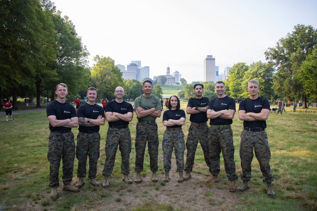 U.S. Marine Corps Sgt. Maj. Carlos A. Ruiz, the 20th sergeant major of the Marine Corps, participates in Marine Week Nashville, Nashville, Tennessee, June 1-2, 2025. As part of Marine Week Nashville, Ruiz met with veterans of the Marine Corps League, was named the Honorary Race Official for the Cracker Barrel 400 at Nashville Superspeedway, participated in a reenlistment ceremony, conducted a physical training event, and was the Guest of Honor for a wreath laying ceremony. Marine Week Nashville featured activations across Nashville and honored the Marine Corps’ legacy of support and fidelity to local communities. (U.S. Marine Corps photo by GySgt Jordan E. Gilbert)