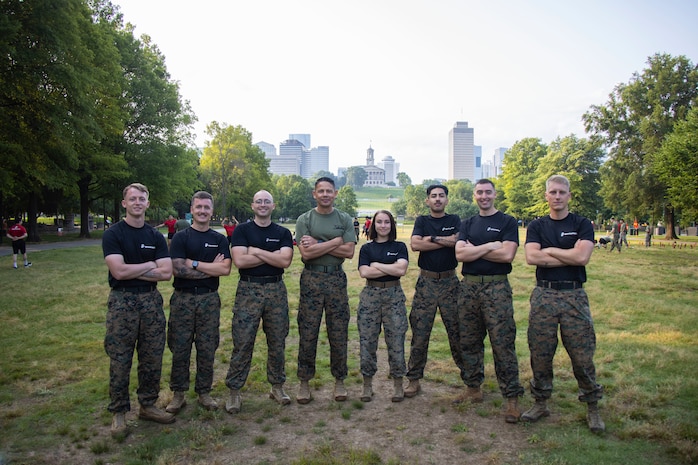 U.S. Marine Corps Sgt. Maj. Carlos A. Ruiz, the 20th sergeant major of the Marine Corps, participates in Marine Week Nashville, Nashville, Tennessee, June 1-2, 2025. As part of Marine Week Nashville, Ruiz met with veterans of the Marine Corps League, was named the Honorary Race Official for the Cracker Barrel 400 at Nashville Superspeedway, participated in a reenlistment ceremony, conducted a physical training event, and was the Guest of Honor for a wreath laying ceremony. Marine Week Nashville featured activations across Nashville and honored the Marine Corps’ legacy of support and fidelity to local communities. (U.S. Marine Corps photo by GySgt Jordan E. Gilbert)