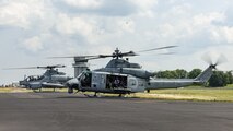 Community leaders participate in an Orientation and Indoctrination Flight as part of Marine Week Nashville at John C. Tune Airport, Nashville, Tennessee, June 3, 2025. The O&I flights allowed an opportunity for community leaders around Nashville to see and experience Marine Corps aviation, and interact with the Marines maintaining and flying these aircrafts. Throughout 2025, Marines across the globe will celebrate the 250th birthday of the Corps, commemorating service, sacrifice, and priding themselves on living 'Semper Fidelis' or 'Always Faithful' to their nation and to each other. (U.S. Marine Corps photo by Lance Cpl. Judith Ann Lazaro)