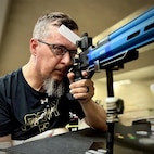 Retired Maj. Ditlevson aiming down the sites as he looks to get on the podium this year in precision air shooting.