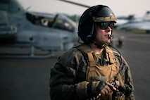 U.S. Marine Corps Gunnery Sgt. Taylor Gunderson, an aircrew chief with Marine Light Attack Helicopter Squadron 773, 4th Marine Aircraft Wing, Marine Forces Reserve, conducts preflight checks before a flyover for Marine Week Nashville in Nashville, Tennessee, June 1, 2025. Founded on November 10, 1775, the United States Marine Corps has served our nation honorably in every clime and place for 250 years. Throughout 2025, Marines across the globe will celebrate the 250th birthday of the Corps, commemorating, service, sacrifice, and priding themselves on living ‘Semper Fidelis’ or ‘Always Faithful’ to their nation and to each other. Gunderson is a native of Pennsylvania. (U.S. Marine Corps photo by Cpl. Vincent Needham)