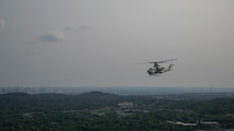 A U.S. Marine Corps AH-1Z Viper helicopter flies in tandem with a UH-1Y Venom helicopter during Marine Week Nashville in Nashville, Tennessee, June 1, 2025. Founded on November 10, 1775, the United States Marine Corps has served our nation honorably in every clime and place for 250 years. Throughout 2025, Marines across the globe will celebrate the 250th birthday of the Corps, commemorating, service, sacrifice, and priding themselves on living ‘Semper Fidelis’ or ‘Always Faithful’ to their nation and to each other. (U.S. Marine Corps photo by Cpl. Vincent Needham)