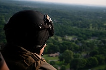 U.S. Marine Corps Gunnery Sgt. Taylor Gunderson, an aircrew chief with Marine Light Attack Helicopter Squadron 773, 4th Marine Aircraft Wing, Marine Forces Reserve, conducts a flyover for Marine Week Nashville in Nashville, Tennessee, June 1, 2025. Founded on November 10, 1775, the United States Marine Corps has served our nation honorably in every clime and place for 250 years. Throughout 2025, Marines across the globe will celebrate the 250th birthday of the Corps, commemorating, service, sacrifice, and priding themselves on living ‘Semper Fidelis’ or ‘Always Faithful’ to their nation and to each other. Gunderson is a native of Pennsylvania. (U.S. Marine Corps photo by Cpl. Vincent Needham)
