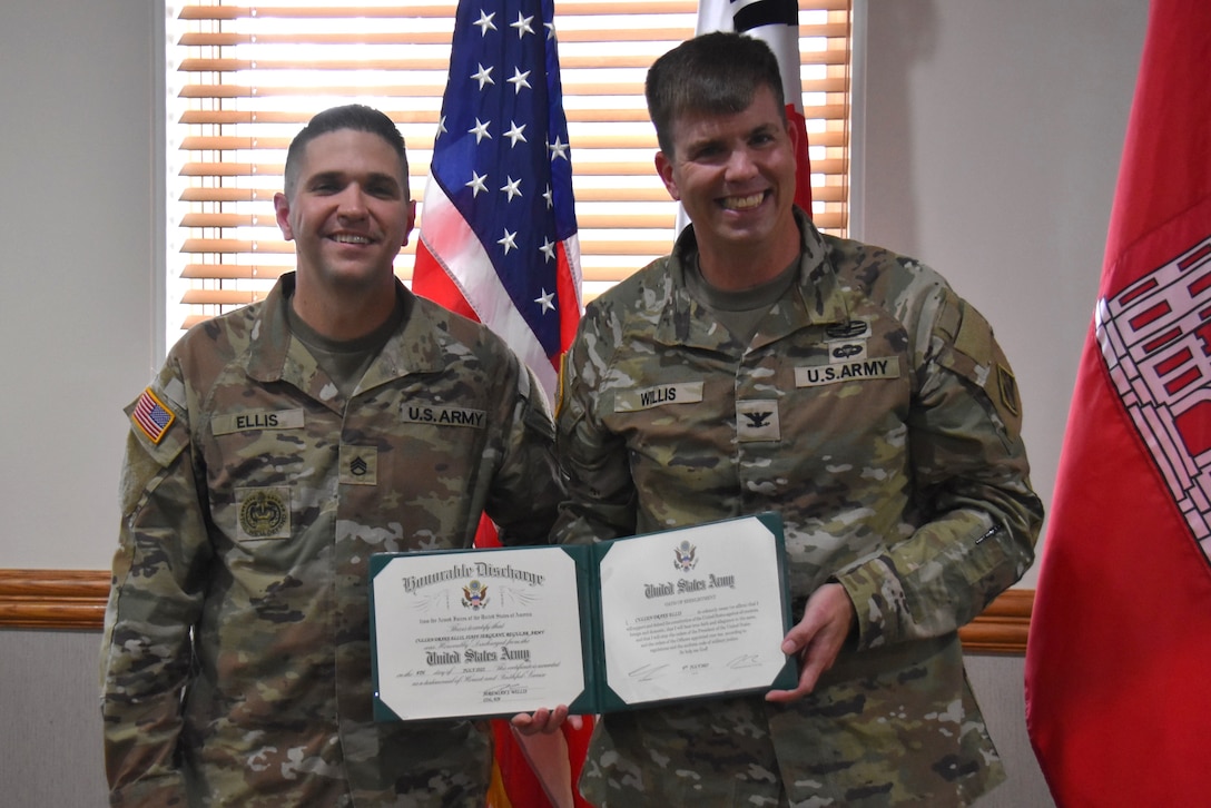 Staff Sgt. Cullen Ellis, quality assurance representative, U.S. Army Corps of Engineers – Far East District, reaffirmed his commitment to service by signing an indefinite reenlistment contract on July 9, 2025, at Camp Henry, South Korea.