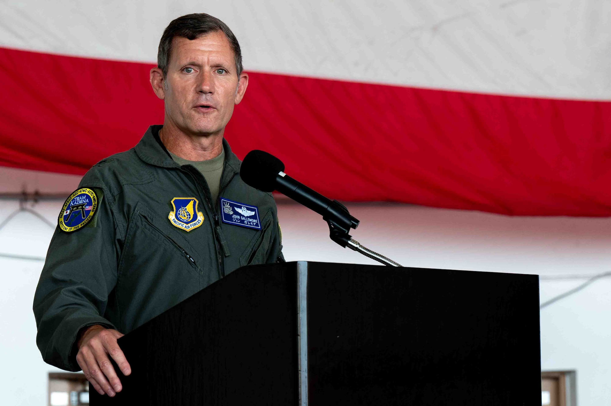 Service member gives speech.
