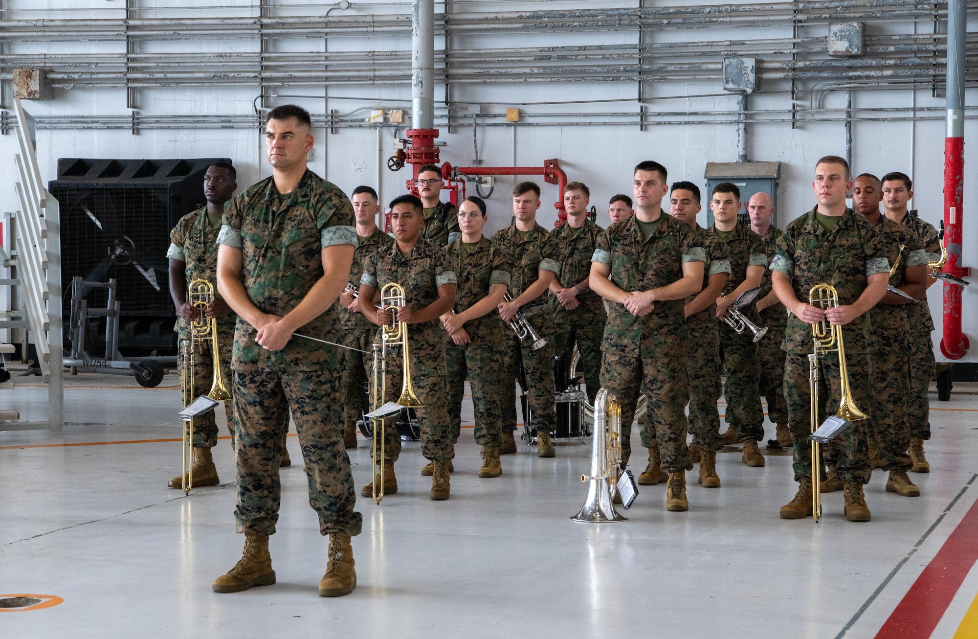 Band players stand ready.