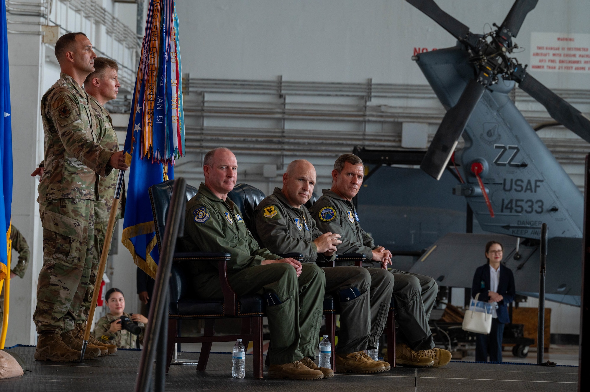 Leadership during change of command ceremony.