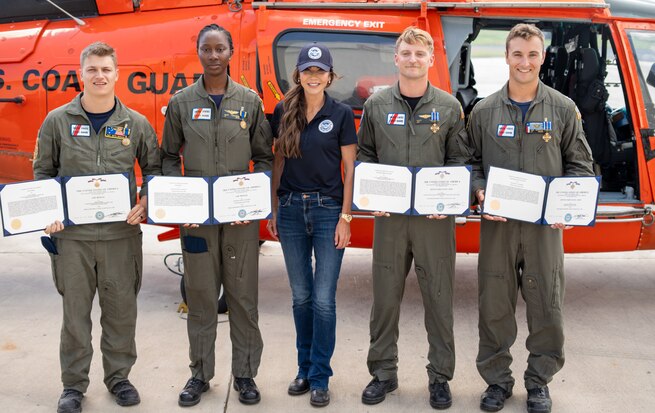 Secretary of Homeland Security Kristi Noem traveled to Corpus Christi on Friday to honor the crew’s courage and dedication. For his “actions, skill and heroism,” Ruskan was awarded the Distinguished Flying Cross. Hopper received the Distinguished Flying Cross in recognition of his “exceptional aeronautical skill and heroism.” Ogujiofor and Reeves were awarded the Air Medal in recognition of their “actions and aeronautical skill.”