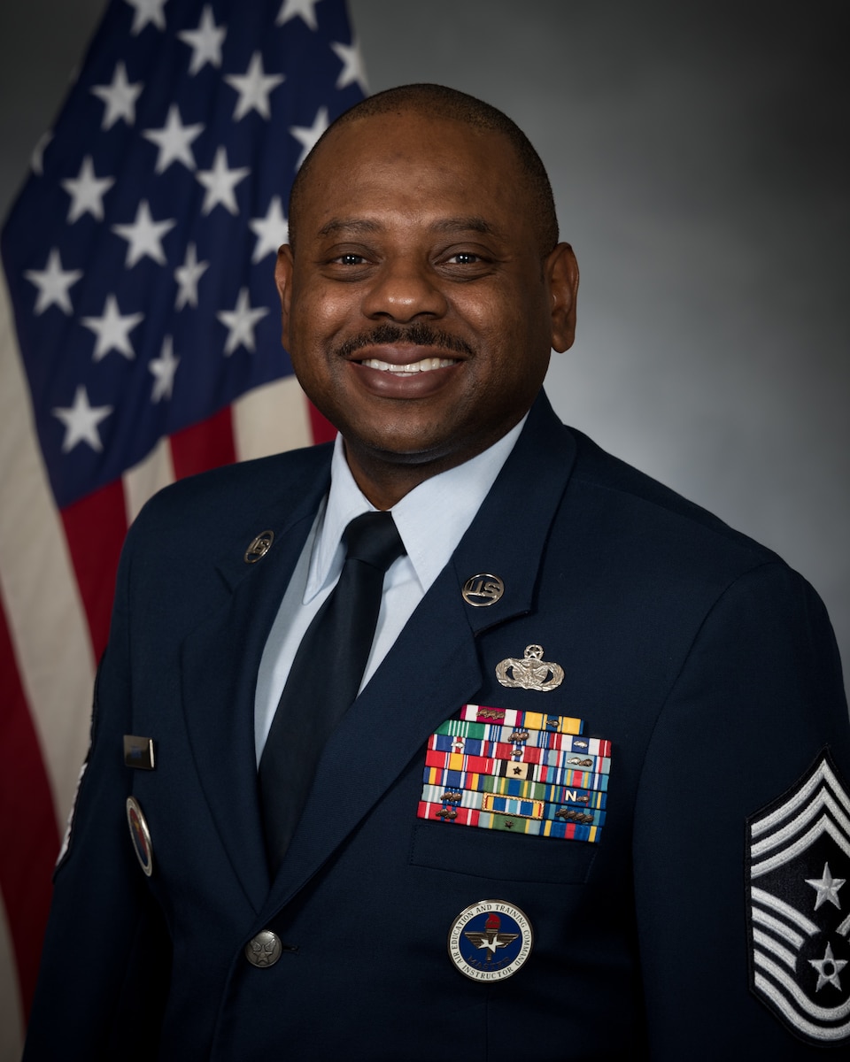 Official portrait of U. S. Air Force Chief Master Sgt. Demetrius Booth,