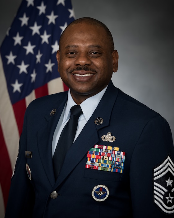 Official portrait of U. S. Air Force Chief Master Sgt. Demetrius Booth,