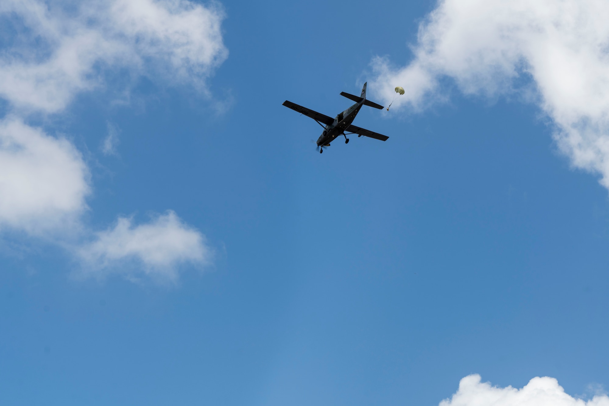 Planes airdrops cargo