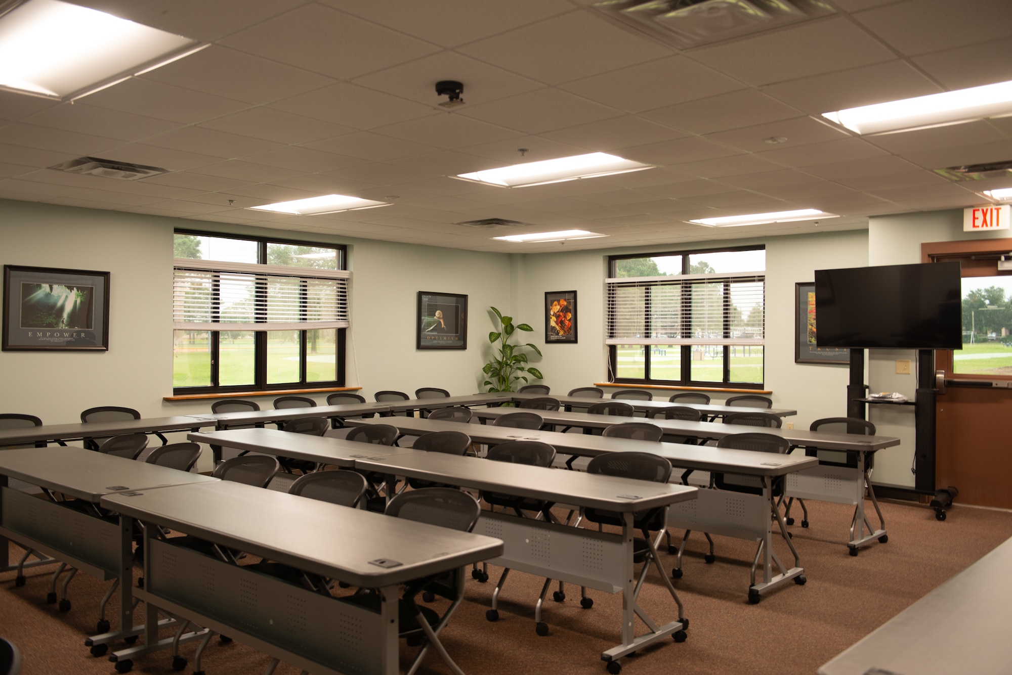An empty classroom.
