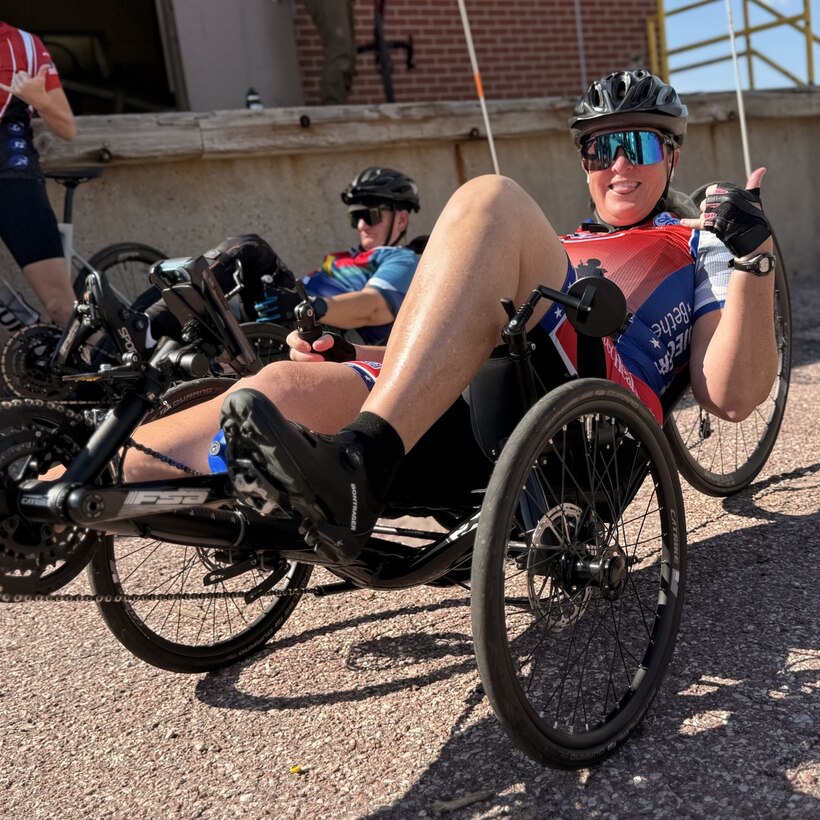 Maj. Feindt getting ready for her morning ride as she prepares for the 2025 Warrior Games.