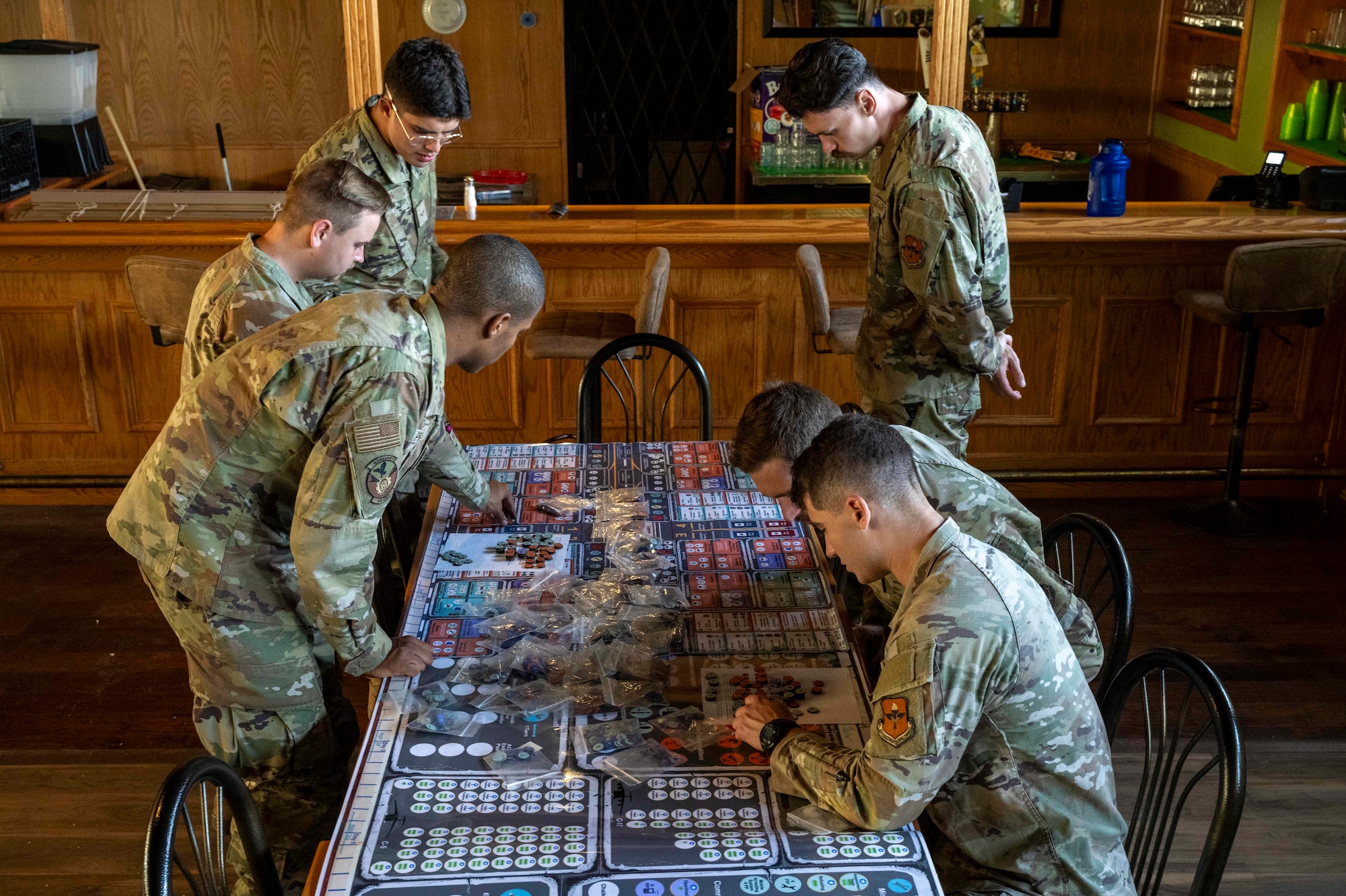Airmen from the 49th Wing set up a tactical game of Kingfish Agile Combat Employment during the Warfighter’s Edge Logistics Symposium at Holloman Air Force Base, New Mexico, July 10, 2025.