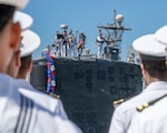 JOINT BASE PEARL HARBOR-HICKAM, Hawaii (July 12, 2025) - Los Angeles-class fast-attack submarine USS Toledo (SSN 769) arrives at Joint Base Pearl Harbor-Hickam during its change of homeport, July 12, 2025. Toledo is assigned to Submarine Squadron 7 and is capable of supporting various missions, including anti-submarine warfare, anti-surface ship warfare, strike warfare, and intelligence, surveillance, and reconnaissance. (U.S. Navy photo by Mass Communication Specialist 1st Class Scott Barnes)