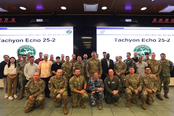 July 8 to 11, U.S. Forces Korea hosted TACHYON ECHO (TE) 25-2, a Tri-Command Technical Effects Tabletop Exercise (TTX) with over 100 participants from United Nations Command, Combined Forces Command, and U.S. Forces Korea (USFK) Command. This latest iteration built on momentum from previous exercises and further develops the Tri-Command’s ability to integrate combined-joint, all-domain operations (CJADO) capabilities in support of regional deterrence and readiness.