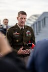 Lieutenant General Joel Vowell, Deputy Commanding General for U.S. Army Pacific (USARPAC) addresses media at the opening ceremony for Exercise Talisman Sabre 25 onboard HMAS Adelaide in Sydney, New South Wales.