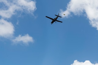 Planes airdrops cargo