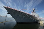 TAMPA, Fla. – The Arleigh Burke-class guided-missile destroyer USS Jack H. Lucas (DDG 125) was commissioned in Tampa, Florida on October 7, 2023. This vessel is the first of its kind to be equipped with the Aegis Weapon System, Baseline 10. At the heart of this system is the AN/SPY-6(V)1, an advanced, automatic detect-and-track, multi-function phased-array radar.  (DoD photo by EJ Hersom)