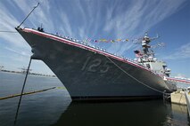 TAMPA, Fla. – The Arleigh Burke-class guided-missile destroyer USS Jack H. Lucas (DDG 125) was commissioned in Tampa, Florida on October 7, 2023. This vessel is the first of its kind to be equipped with the Aegis Weapon System, Baseline 10. At the heart of this system is the AN/SPY-6(V)1, an advanced, automatic detect-and-track, multi-function phased-array radar.  (DoD photo by EJ Hersom)