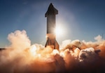 SpaceX’s Starship SN8 prototype shortly after liftoff from Boca Chica, Texas.
