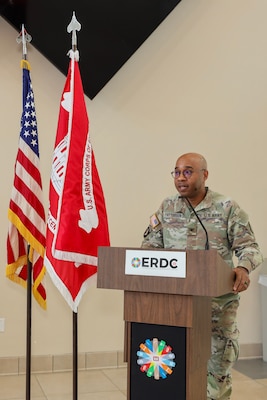 Col. Patterson applauds ERDC professionals for their commitment to excellence during a special ceremony recognizing ERDC for its first Army Superior Unit Award.