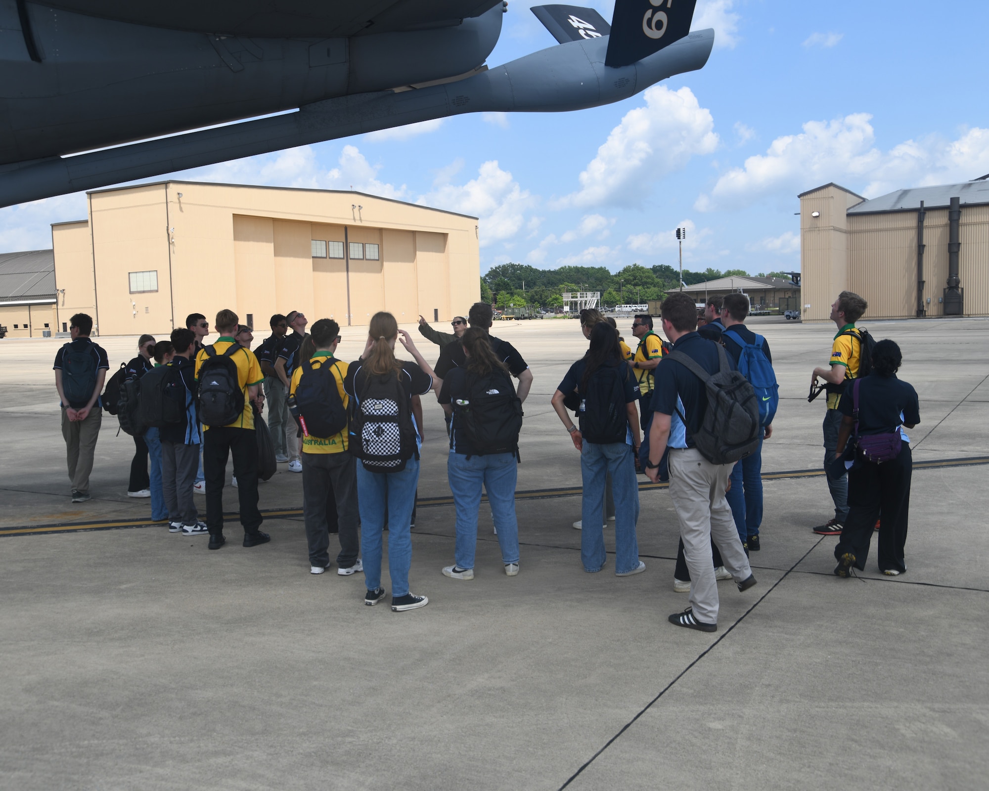 More than 30 Civil Air Patrol cadets from its International Air Cadet Exchange program received a tour of the 459th's KC-135 Stratotanker aircraft and gained an understanding of the unit's global air refueling mission. The Civil Air Patrol is a federally chartered non-profit corporation that is also the Air Force auxiliary. (U.S. Air Force photo by Lt. Col. Timothy Smith)