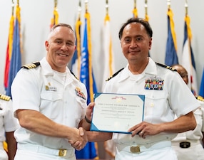 250711-O-SI336-1123 Naval Medical Readiness Training Unit (NMRTU) Dahlgren and Naval Medical Readiness Training Center (NMRTC) Detachment Indian Head held a change of charge ceremony on Friday, July 11, 2025. Capt. Ken Radford (pictured left), commanding officer of NMRTC Patuxent River, presided over the traditional event. Lt. Cmdr. Kristoffer Reyes (pictured right) is departing after a successful period of leadership. NMRTC Patuxent River serves as the parent command for Navy Medical Readiness Training Unit (NMRTU) Dahlgren and Naval Medical Readiness Training Center (NMRTC) Detachment Indian Head. Cmdr. Jennifer Williams assumed responsibility as the officer in charge of both locations. Photo Credit: TSgt. William A. Whetstone