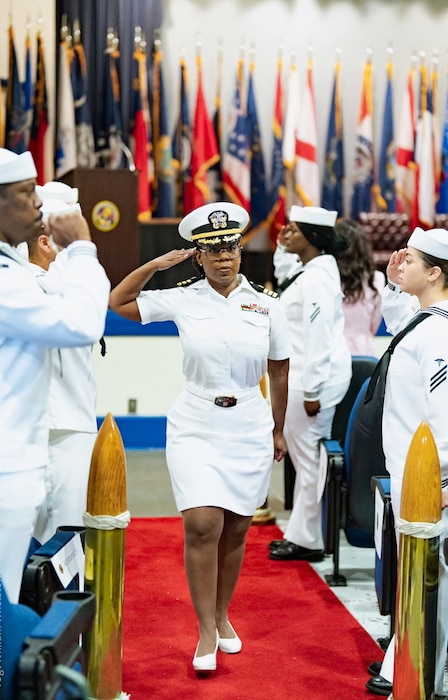 250711-O-SI336-6969 Cmdr. Jennifer L. Williams assumes leadership of Naval Medical Readiness Training Unit (NMRTU) Dahlgren and Naval Medical Readiness Training Center (NMRTC) Detachment Indian Head during a change of charge ceremony on Friday, July 11, 2025. Williams relieved Lt. Cmdr. Kristoffer Reyes, who is departing after a successful period of leadership at the command. Photo Credit: TSgt. William A. Whetstone