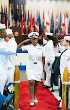 250711-O-SI336-6969 Cmdr. Jennifer L. Williams assumes leadership of Naval Medical Readiness Training Unit (NMRTU) Dahlgren and Naval Medical Readiness Training Center (NMRTC) Detachment Indian Head during a change of charge ceremony on Friday, July 11, 2025. Williams relieved Lt. Cmdr. Kristoffer Reyes, who is departing after a successful period of leadership at the command. Photo Credit: TSgt. William A. Whetstone