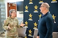 Maj. Gen. Deborah Kotulich, deputy chief of the Army Reserve, talks nutrition and wellness challenges for reserve component Soldiers with celebrity Chef Robert Irvine during the military advocate’s tour of the installation on Thursday, July 10.