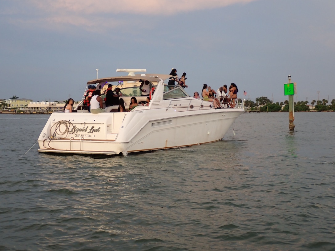 A Coast Guard Station Sand Key law enforcement crew terminated an illegal charter operating on the Intracoastal Waterway near Madeira Beach, Sunday. (U.S. Coast Guard courtesy photo)