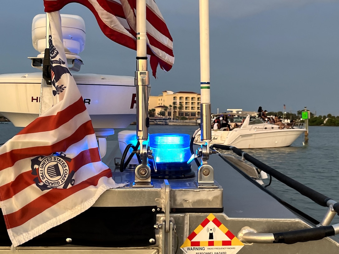 A Coast Guard Station Sand Key law enforcement crew terminated an illegal charter operating on the Intracoastal Waterway near Madeira Beach, Sunday. (U.S. Coast Guard courtesy photo)